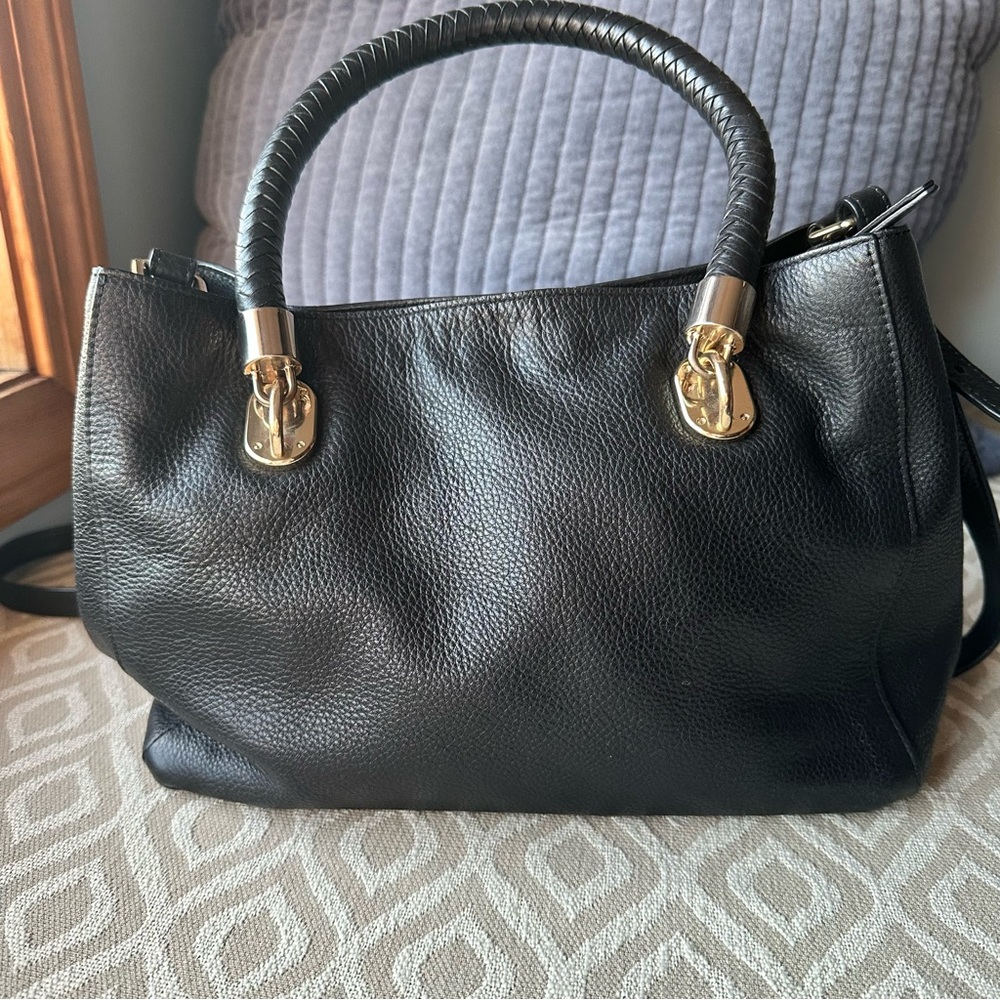 Cole Haan Benson Tote Black Pebbled Leather Quiet Luxury Classic - Picture 5 of 16